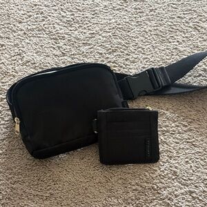 Elegant Canvelle Black Crossbody Bag and Wallet Set